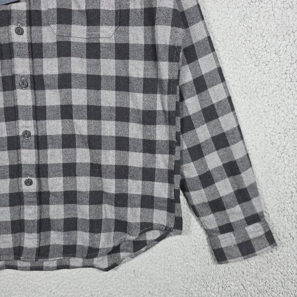 American Eagle Flannel Shirt Mens Size Large nGray Black Plaid Brushed Rugged NW - Picture 3 of 11
